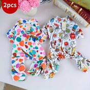 Resim 2 Adet Huahua Ev Kıyafeti - Renkli Kabarcıklar + Peri Diyarı İki Parçalı Yavru Köpekler İçin Evcil Hayvan Kıyafetleri, İlkbahar ve Yaz İnce Rahat Külot Takımı 