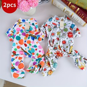 Resim 2 Adet Huahua Ev Kıyafeti - Renkli Kabarcıklar + Peri Diyarı İki Parçalı Yavru Köpekler İçin Evcil Hayvan Kıyafetleri, İlkbahar ve Yaz İnce Rahat Külot Takımı 