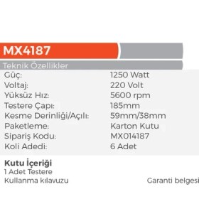 Resim Max Extra MX4187 Elektrikli Dairesel Testere Makinası 185MM 