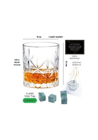 Resim Perlotus 330 Cc Paris Serisi Büyük Kadeh Viski Bardağı Ve 4 Adet Viski Taşı Hediyeli Beyaz 
