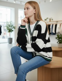 Resim Minimoda Kids Kız Çocuk Aplikeli Çizgi Desenli Triko Hırka 