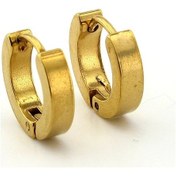 Resim Altın Rengi Dore Sarı Çelik Erkek Unisex Halka Küpe E738 