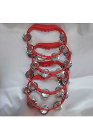 Resim Aker Hediyelik Parti Için Kırmızı Tef 4 Adet Plastik Def Zilli Tef 12 Zilli Güzel Ses Çıkaran Müzik Enstrümanı 
