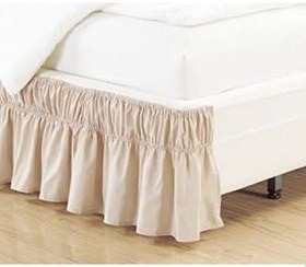Resim Bej Renk Çift Sürgülü Baza Eteği Pamuk Saten Bej Çift Kişilik 100 X 200 