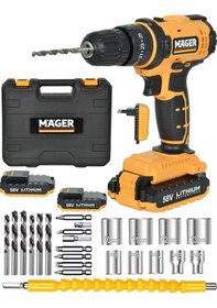 Resim Mager Alman Darbeli 58 Watt 8 Ah Metal Şanzıman Li-ıon Bataryalı Xs Sjs Akülü Vidalama Matkap 