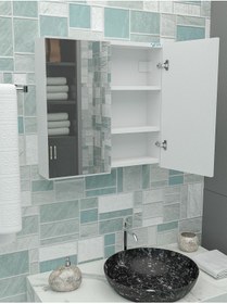 Resim AZZURİ Furniture Lavabo Üstü Aynalı 2 Kapaklı Banyo Dolabı Azr-6015 