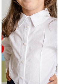 Resim Kız Çocuk Poplin Gömlek - Beyaz Beyaz 