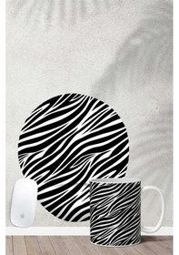 Resim Zebra Desenli Bilek Destekli Mouse Pad Kupa Seti Mousepad 