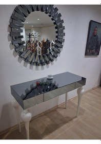 Resim Dresuar St 90625 Güneş Model Parlak Füme Cam Ayna Kaplı Kayın Tombul Ayak Beyaz Beyaz 