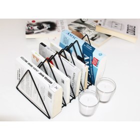 Resim Genel Markalar Çok Amaçlı Masa Üstü Büyük Metal Plak Organizer, Dergilik, Kitaplık, Plaklık Gazetelik 9‘lu Ayraç 