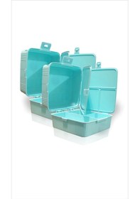 Resim 2 Adet Büyük 15x15 Cm Çok Gözlü Okul Çocuk Beslenme Kutusu 