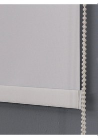 Resim Ithal Kalın Ekru Zebra Stor Güneşlik Perde Etek Düz Alüminyum Kasa Metal Ayak 