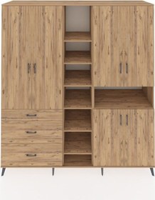 Resim Kronos Dolap 13 Raflı 3 Çekmeceli 6 Kapaklı 220x59x243 Çam-çam/çam Atlas Çam/atlas Çam 