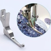 Resim Yeni stil gümüş grisi renkli tam çelik pres ayak, gelinlik ve parlak pullu kumaşlar için idealdir ve bilgisayar destekli düz dikim makinelerine uygundur, SHUYUSEWING 