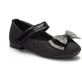 Resim Dilimler Ayakkabı Kız Çocuk Babet Siyah Taşlı Fiyonk Baretli Kumsim-4576 Siyah 
