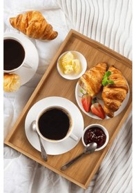 Resim Bambu Tepsi Kulplu Çay Kahve Servis Tepsisi Bambu 