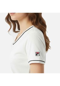 Resim Ekru Fila Kadın T-shirt Portello Slim V-neck Faw1166.10010 Ekru 