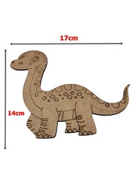 Resim Ahşap Boyanabilir Dinozor Figürü Brontosaurus 17x14 Cm - 3mm Mdf Eğitici Boyama Seti 10 Adet 