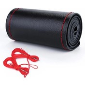 Resim Deri Araba Direksiyon Simidi Üzerinde Direksiyon Kılıfı Araba Örgü 38 Cm Dıy Black Red-sideline 