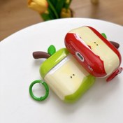 Resim Yaratıcı Sevimli Kırmızı ve Yeşil Elma Desenli AirPods 1/2/3/4 Pro Kulaklık Kılıfı 