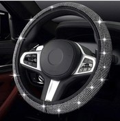 Resim Lemestar Parlak Taşlı Lüks Kadın Direksiyon Kılıfı - 38cm Beyaz, Esnek Ve Konforlu Diğer 