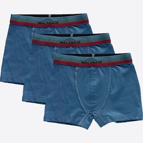 Resim Malabadi Erkek Çocuk Mavi 3 Lü Paket Pamuk Elastan Boxer 208 