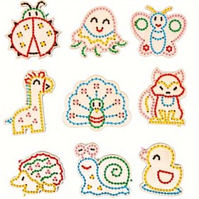 Resim 18 Adet Ahşap Hayvan Nakışı, El-Göz Koordinasyonu Nakış Ahşap Parçaları, Ahşap Kanaviçe Kiti, Ahşaptan Yapılmış Kanaviçe Kiti, Ahşap Ördek, Kirpi, Tilki, Salyangoz, Kelebek, Zürafa, Ahtapot Şekilli Kanaviçe Kitleri, 