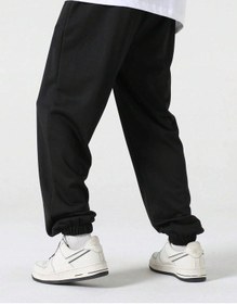 Resim Hypemode Letter Tiger & Floral Graphic Drawstring Waist Eşofman Altı Siyah 