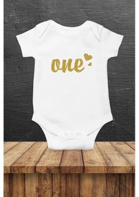 Resim one Özel Tasarım Bebek Zıbın Pamuklu Çıtçıtlı Body Beyaz 