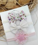 Resim Hediyelik Üçlü Kız Bebek Bandana Seti 3 lü Krem - Çiçekli - Yıldız 