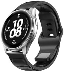 Resim Huawei Watch 4 46mm-Watch 4 Pro İle Uyumlu Çift Renkli Yumuşak Dokulu (22 MM) Silikon Kordon Siyah 
