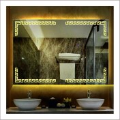 Resim Dnr-Mirror70x90 Cm Günışığı Ledli Tasarım Kumlamalı Banyo Aynası Makyaj Aynası Işıklı Ayna 