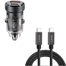 Resim LivX Transparent 45W PD/QC Mini Araç şarj Cihazı ve 3 metre Hızlı Şarj Ve Data Kablosu 