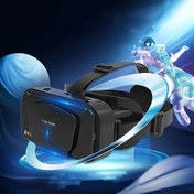Resim 1 adet ayarlanabilir lensli 3D VR gözlük, başa monte akıllı telefon gerçeklik sanal VR büyüteç, sürükleyici 3D sanal deneyim, dürbün tasarımı, sürükleyici bir görüntüleme, film izleme ve video deneyimi sunar, akıllı telefonlar için uygundur 