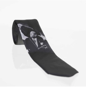 Resim Gaffy Atatürk ve Imza Desenli Dokuma Siyah Kravat - Ak-23 Çok Renkli 