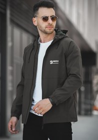Resim Mmx Baskılı Suya Dayanaklı Slim Fit Erkek Kapüşonlu Mevsimlik Mont Yağmurluk - HAKI / XXL 
