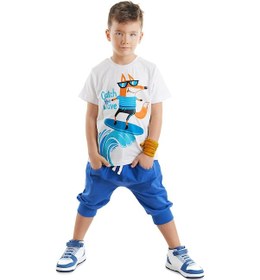 Resim Denokids Surf Fox Erkek Çocuk T-shirt Kapri Şort Takım Çok Renkli 