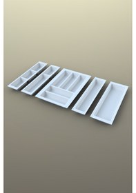 Resim Mutfak Çekmece Içi Kaşıklık 74cm X 48cm Yanlar Ve Boydan 4cm Kesilebilir, Beyaz Antrasit 