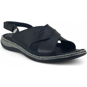 Resim Mammamia D25ys-2525 Deri Comfort Kadın Sandalet Siyah 