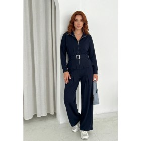 Resim Modal Kumaş Kemerli Şık Fermuarlı Baggy Eşofman Takımı 
