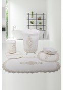 Resim Lisa Krem 6 Parça Çeyizlik Banyo Seti 3'lü Kirli Çamaşır Sepeti 