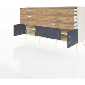Resim Hyperion Konsol 2 Raflı 5 Çekmeceli 3 Kapaklı 176x44x99 Aytaşı-an Aytaşı-antrasit/çam 
