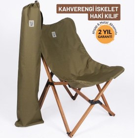 Resim Bag The Joy Ahşap Kahverengi İskelet - Haki Kılıf Sandalye 