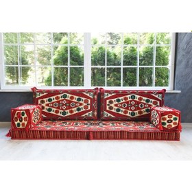Resim Şark Köşesi Takımı , Oturma Grubu Yer Minderi Takımı (Sünger Dahil) Yörük Kırmızı Modeli 2 Kolluklu 