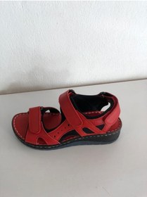 Resim güven kundura Sandalet Kırmızı Hakiki Deri 