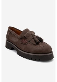 Resim Luvishoes Luvi Shoes Poen Kahverengi Nubuk Hakiki Deri Püsküllü Kadın Loafer Ayakkabı Kahverengi 
