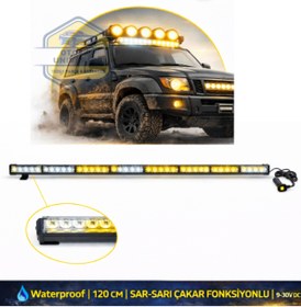 Resim KAPOTO 120cm Off Road Led Projektör Çakar Işık Sarı-Sarı 9V 30V Araç Üstü Led Bar 