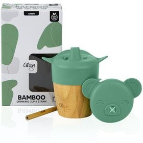 Resim Citron 2'si 1 Arada Kapaklı ve Pipetli Organik Bambu Alıştırma Bardağı - Green 1073629 