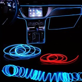 Resim 1 adet FlexiGlow 5M USB ile çalışan LED Neon Şerit Işık, Araç İçi Dekorasyon için Yüksek Parlaklıklı Esnek Ortam Aydınlatması, Parti Atmosferi için DIY Dekoratif Neon EL Tel, Pil Gerekmez 