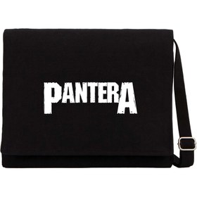 Resim Pantera Logo Siyah Kanvas Postacı Çantası - Siyah 